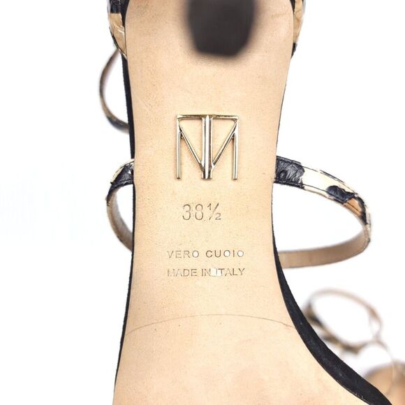 TAMARA MELLON 90s Clear Strappy Leopard Print Black Suede Stiletto Heels 8.5 Y2k - Picture 2 of 16